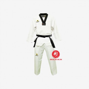 Võ phục Taekwondo Hiệu Kwon Vải Sọc Vai Trơn